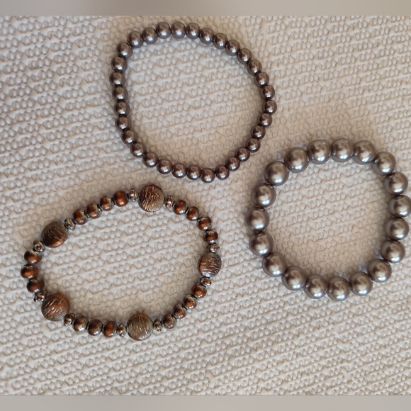 Set of 3 bracelets in Silver/Bronze tone - Picture 3 of 6